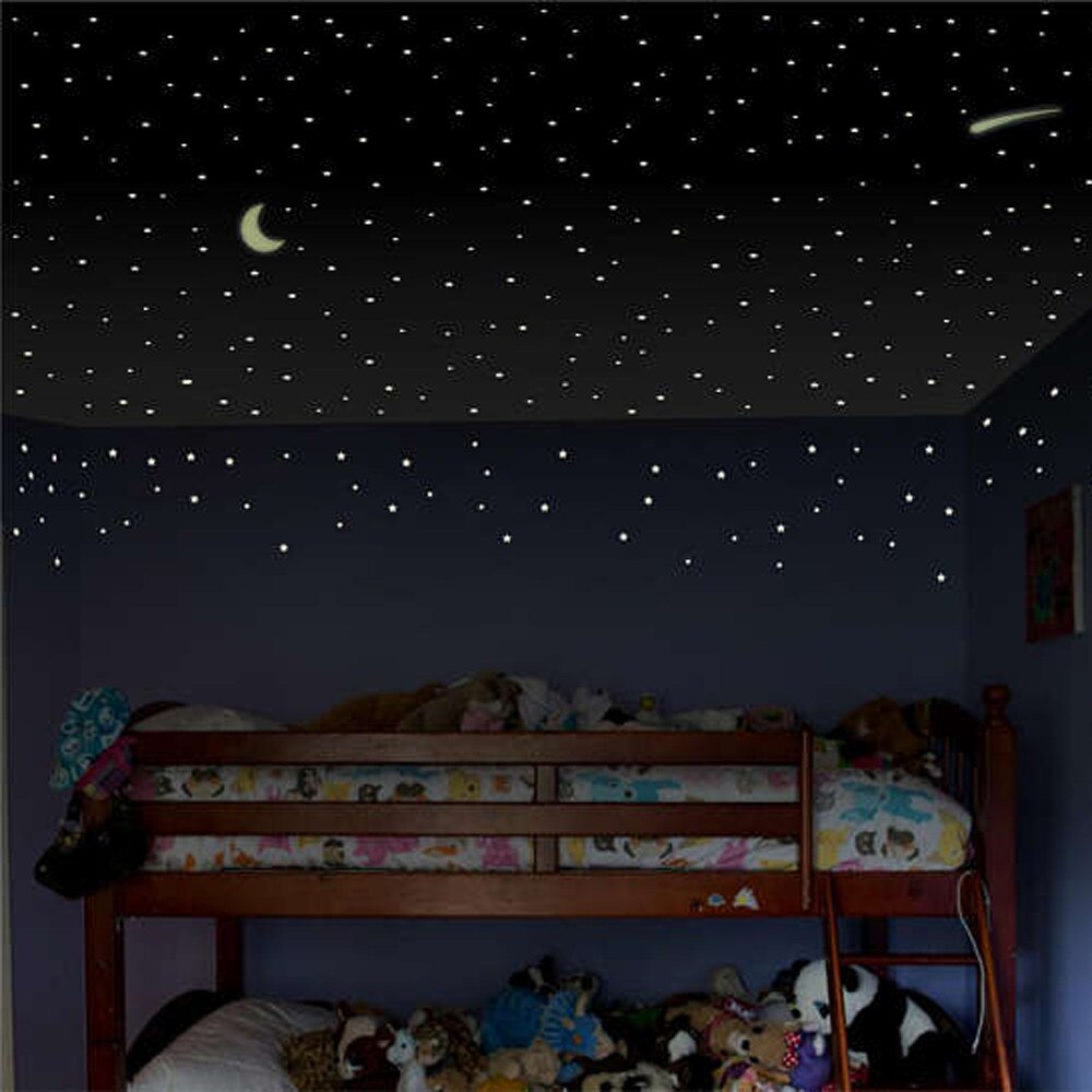 25 #100Pcs Glow Stickers Lichtgevende Stickers Glow In The Dark Sterren Sticker Decals Kinderen Kamers Kleurrijke Fluorescent Glow stickers