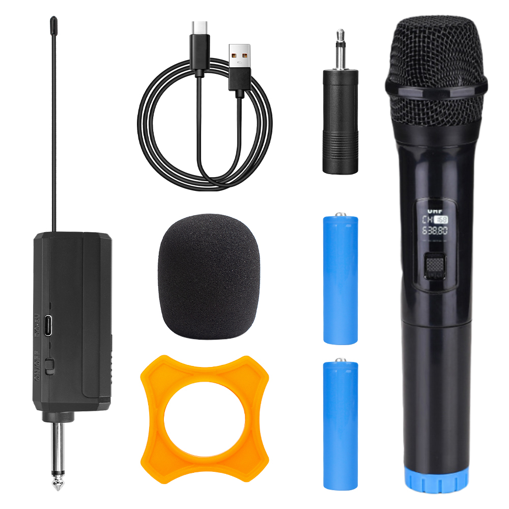 Wireless Microphone Dynamic Handheld Microphones Karaoke Microphone Mic with Rechargeable Receiver for Wedding Party Church Club: green