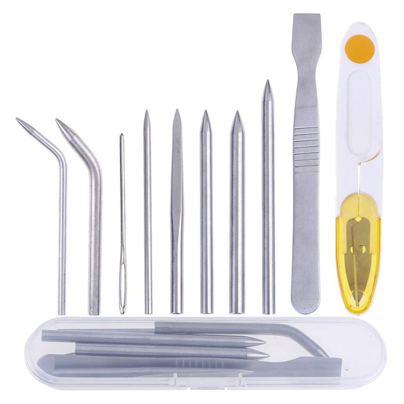 10 Pieces Paracord Stitching Kit, Umbrella Cord Needle Set Contains Stainless Steel Paracord Needle And Smoothing Tool: Silver