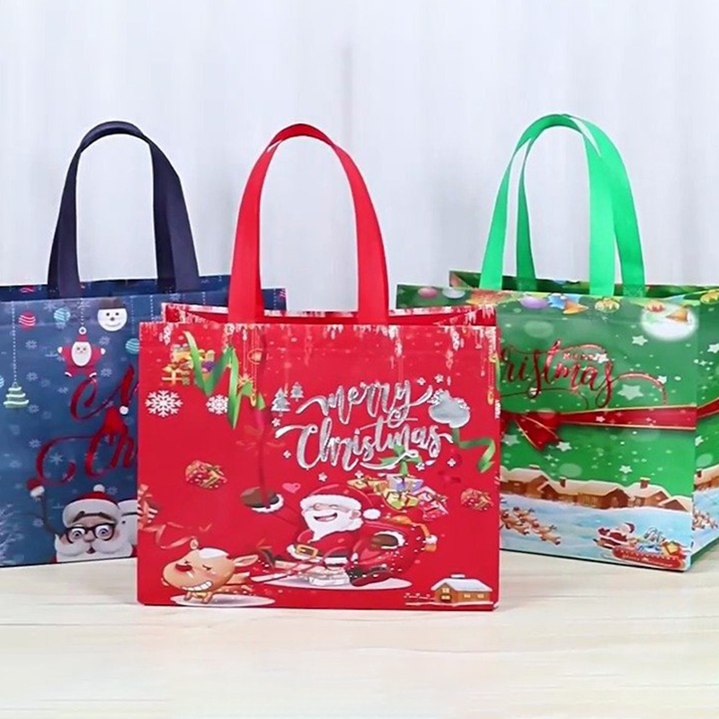 Sacs joyeux noël pour emballage , sacs pliables de noël, fourre-tout de noël, flocon de neige, rangement de du père noël