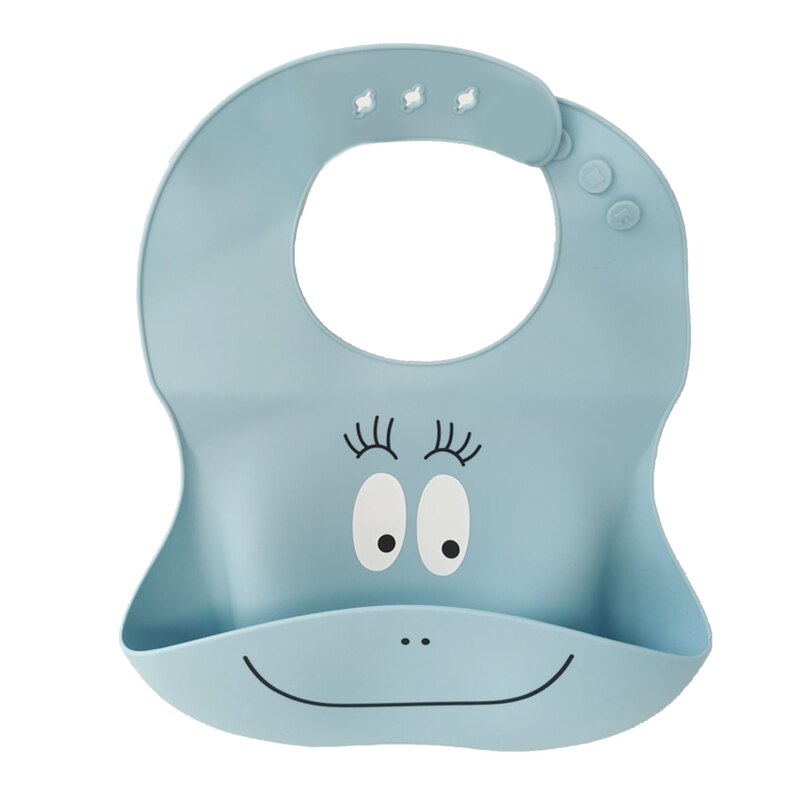 Happyy baby Waterproof Soft Silicone Baby Bib Adjustable Cartoon Newborn Feeding Food Catcher with Pocket for Baby Boy Girl: Blue