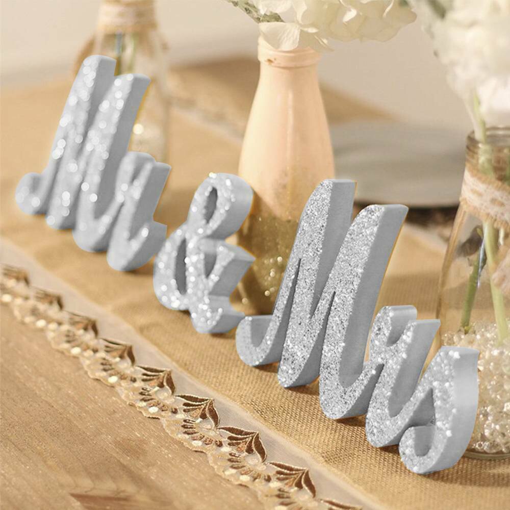Panneaux de mariage en bois or MR &amp; MRS, 3 pièces/ensemble, lettres de mariage, chiffres de Table, accessoires de Photo de décoration, arrière-plan