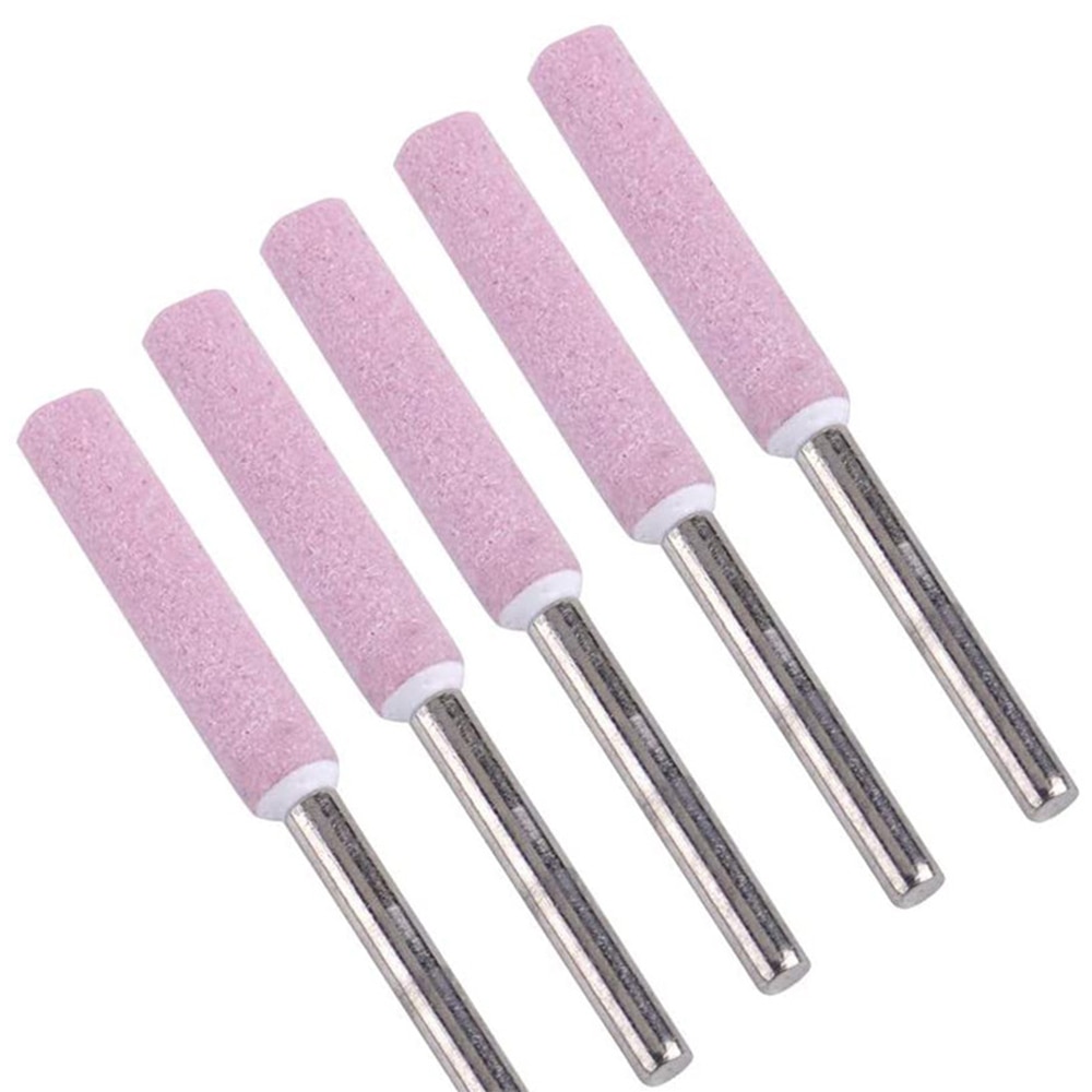 5PCS Diamond Coated Cylindrical Burr 4mm Chainsaw Sharpener Stone File Chain Saw Sharpening Carving Grinding Tools