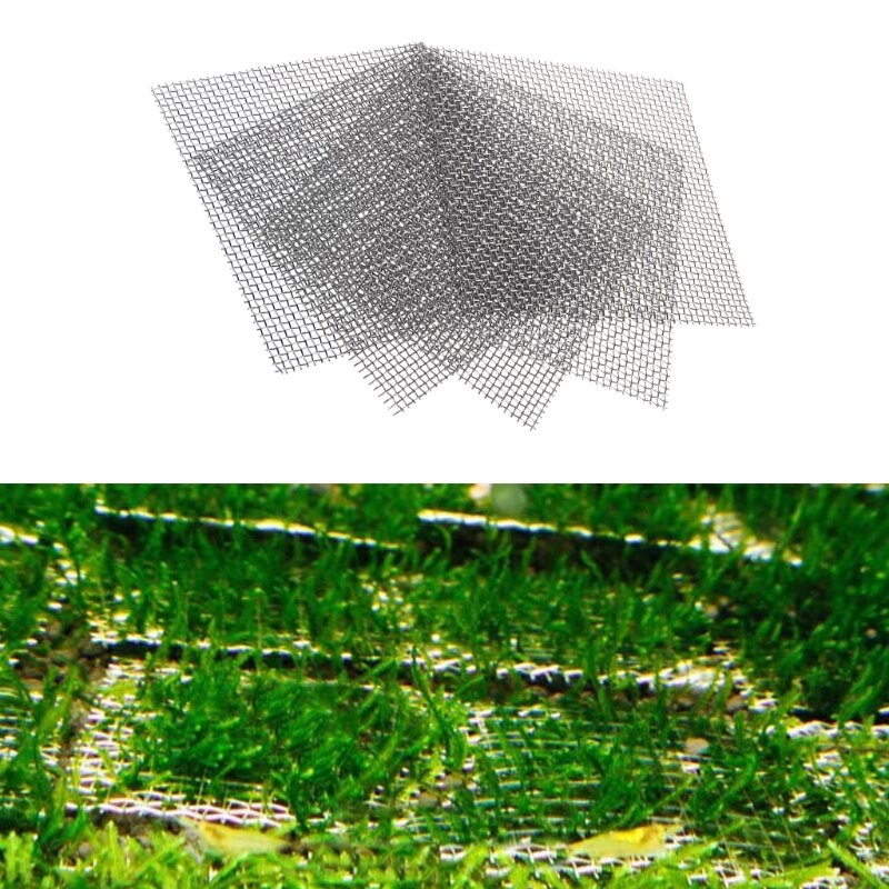 Aquarium Fish Tank Stainless Steel Wire Mesh Pad Plants Moss Net Decor 8x8cm