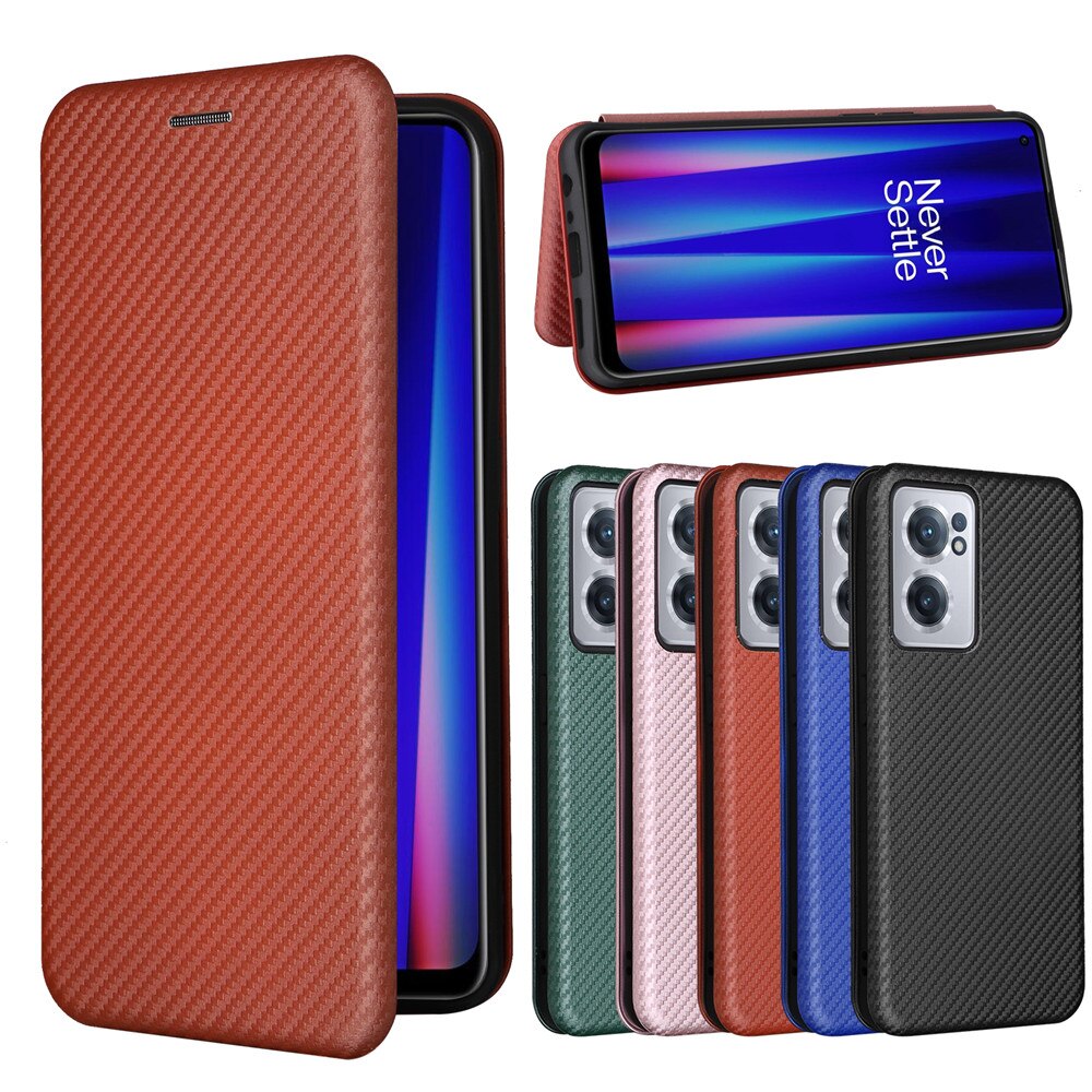 For OnePlus Nord CE 2 5G Case Luxury Flip Carbon Fiber Skin Magnetic Adsorption Case For OnePlus Nord CE2 5G Phone Bags