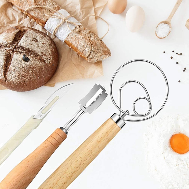 Danish Dough Whisk Large, Bread Lame for Scoring Sourdough Bread Easily with 10 Replaceable Razor Blades (16Pcs)