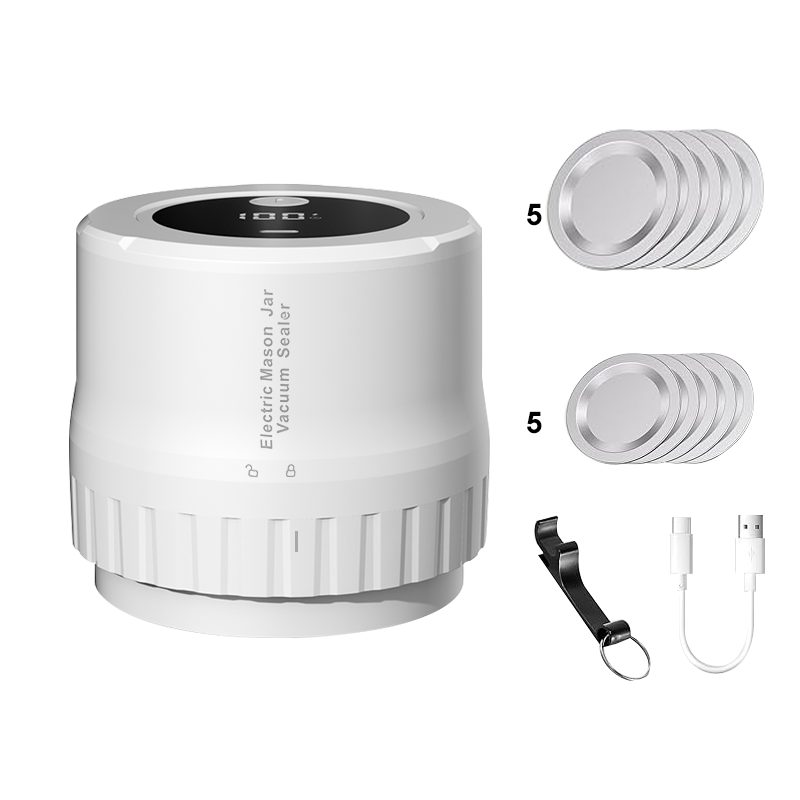 Elektrische Mason Jar Vacuum Sealer Oplaadbare draadloze automatische Jar Sealer voor voedselopslag en fermentatie met Mason Jar-deksel: Zilvergrijs