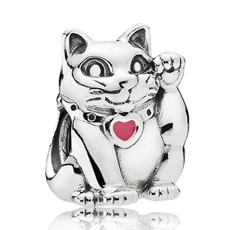 Onnekas heiluttaa kissa sammakko prinssi panda leikkisä sika vanhempi pöllö eläin helmi 925 sterlinghopeaa charmia istuva rannekoru tee itse koru: 12
