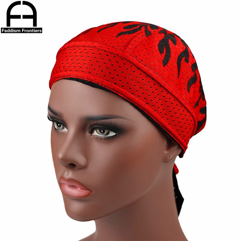 Summer Men's Mesh Durags Turban Bandanas Print Durag Breathable Doo Rag Headwear Hair Accessories Du Rag