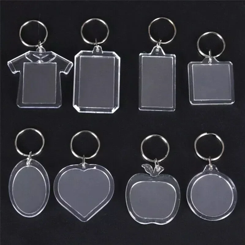 1-20 stuks blanco acryl foto sleutelhanger DIY duidelijke insert foto split sleutelhanger frame sleutelhangers paar verjaardag afstudeercadeau