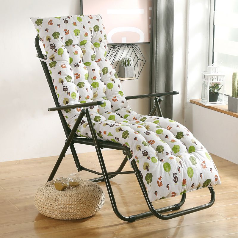 Lang pute hvilestol nordic style print solseng stol sofa tatami matte tykk pute terrasse hage sammenleggbar gyngende sofa sitteunderlag: Hvit ugle / 48 x 122cm