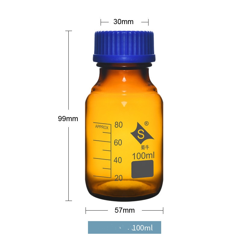 Blue Lid Brown Reagent Bottle 100-1000ml Chemical Reagent Bottle Laboratory Brown Scale Sealed Bottle
