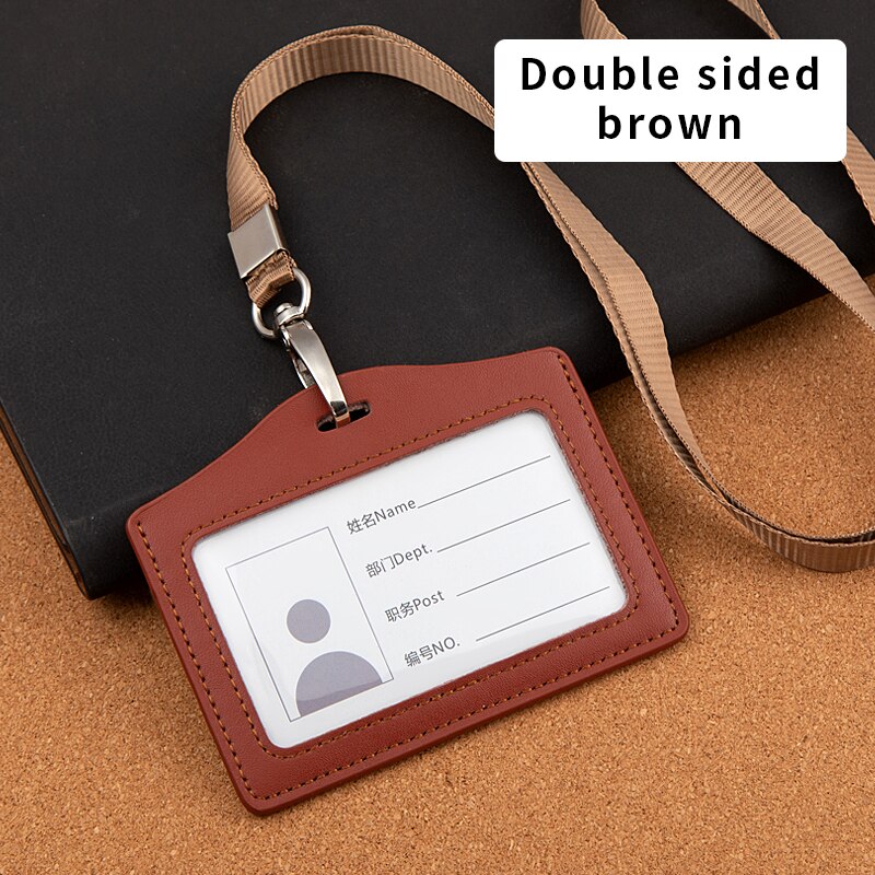 Leather student access Card Holder Employee Name ID Card Cover Metal Work Certificate Identity Badge Business Case: 12
