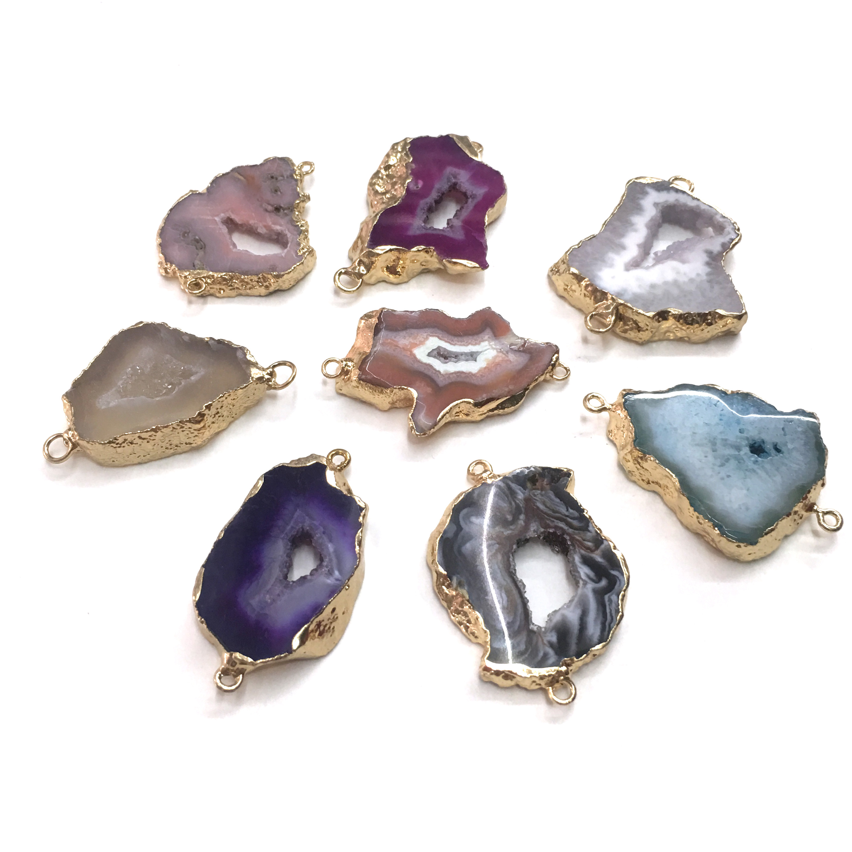 LE SKY Natural Agates Pendants Charms Connector Pendants for Jewelry Making DIY Accessories Fit Necklaces