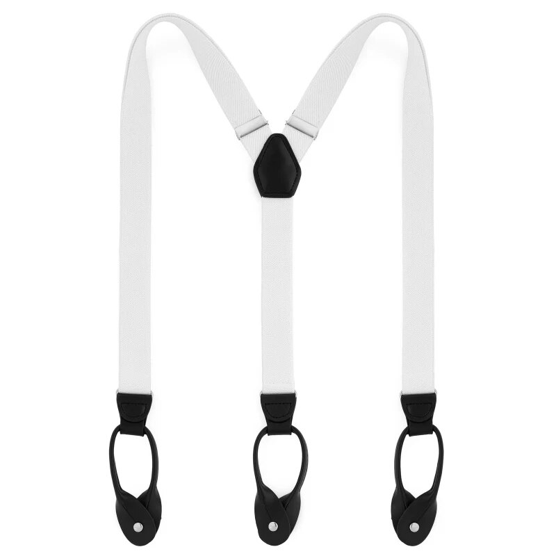 Slimmade 2.5cm kalsonger knappklämmor hängslen casual remmar y-rygg form herrbyxor suspensorio: Vit färg