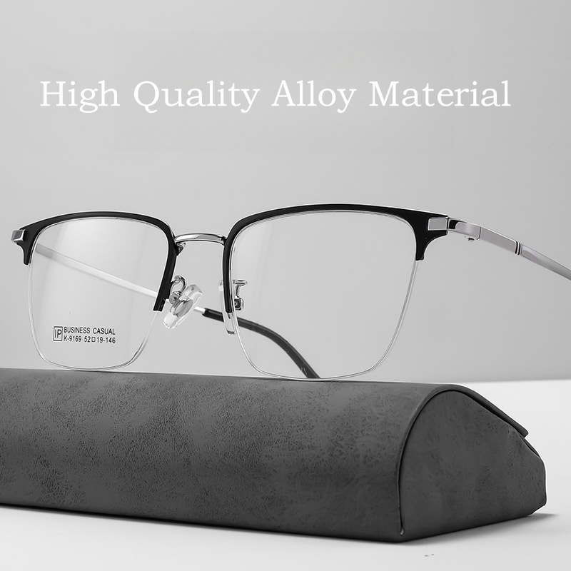 YIMARUILI, gafas ultraligeras de negocios simples de aleación de , gafas graduadas ópticas cuadradas Retro, gafas de media montura para hombres