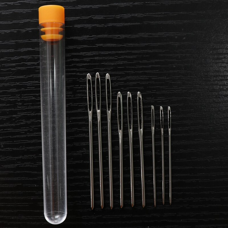 Transparent Needle Bottled Big Eye Blunt Hand Sewing Needle Set DIY Embroidery Wool Sweater Needle: 9PCS bottled