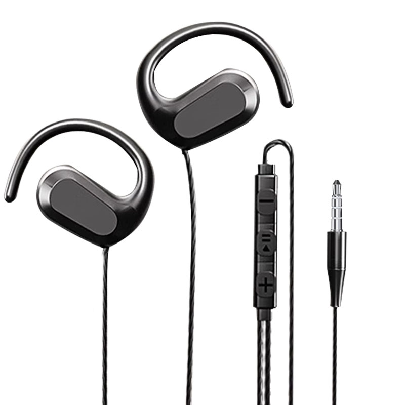 Auriculares con cable de oreja abierta, auriculares de conducción de aire tipo C de 3,5mm, no intrauditivos, deportivos, con micrófono para correr y aprender: Rojo