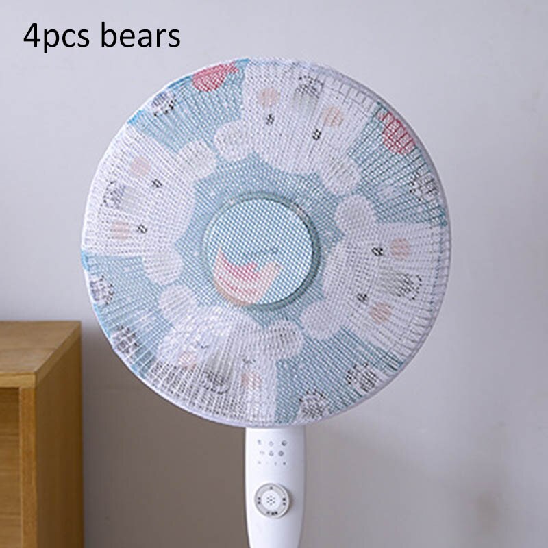 1Pcs Cute Cartoon Animal Home Use Electric Fan Protective Cover Safety Mesh Fan Dust Cover Fan Guard Kids Finger Protector Round: 4pcs bears / 50cm