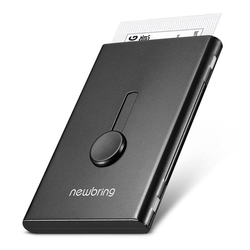 Brengen Kaarthouder Metalen Portemonnee Voor Mannen Visitekaartje Case Automatische Aluminium Credit Card Organizer Wallet Minimalisme: Black