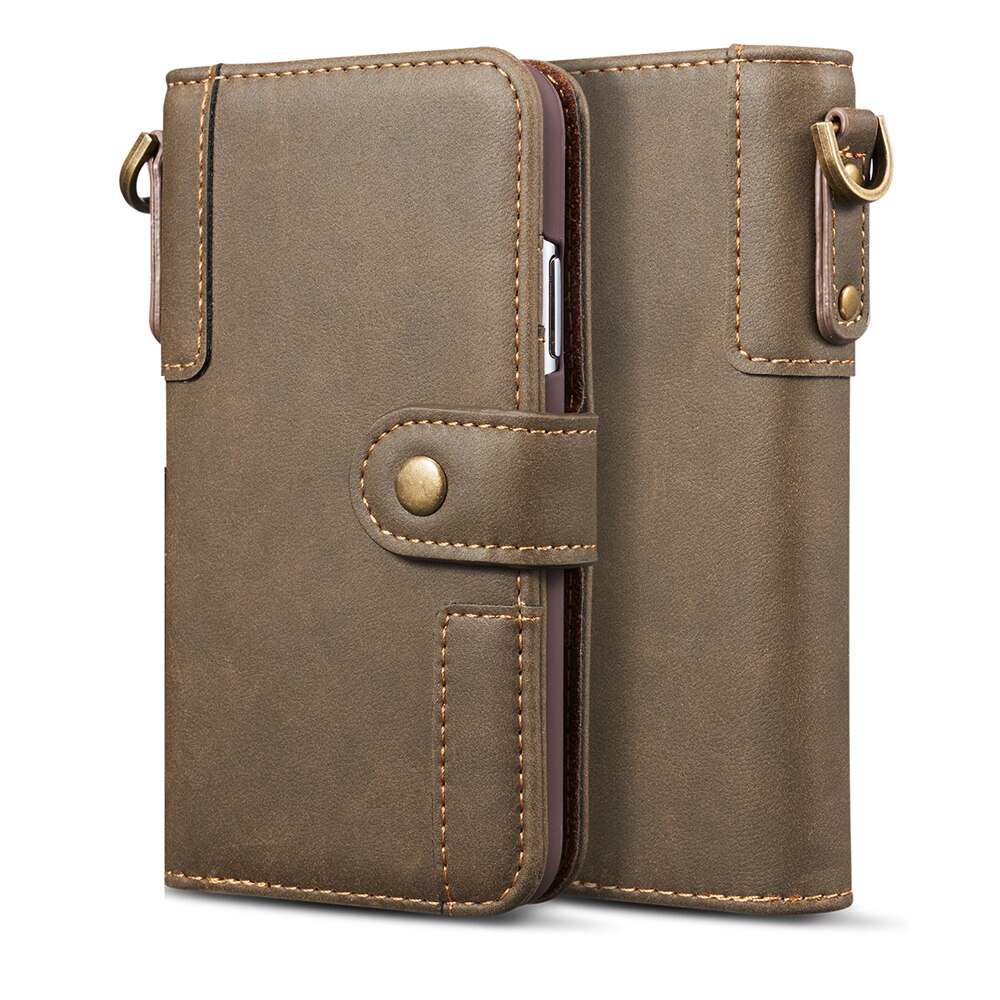 Luxe portemonnee tas telefoonhoesje voor huawei  p30 / p30 pro  / p30 lite / nova 4e vakken kaartslot magnetische knop flip cover coque: Voor huawei  p30 / Koffie