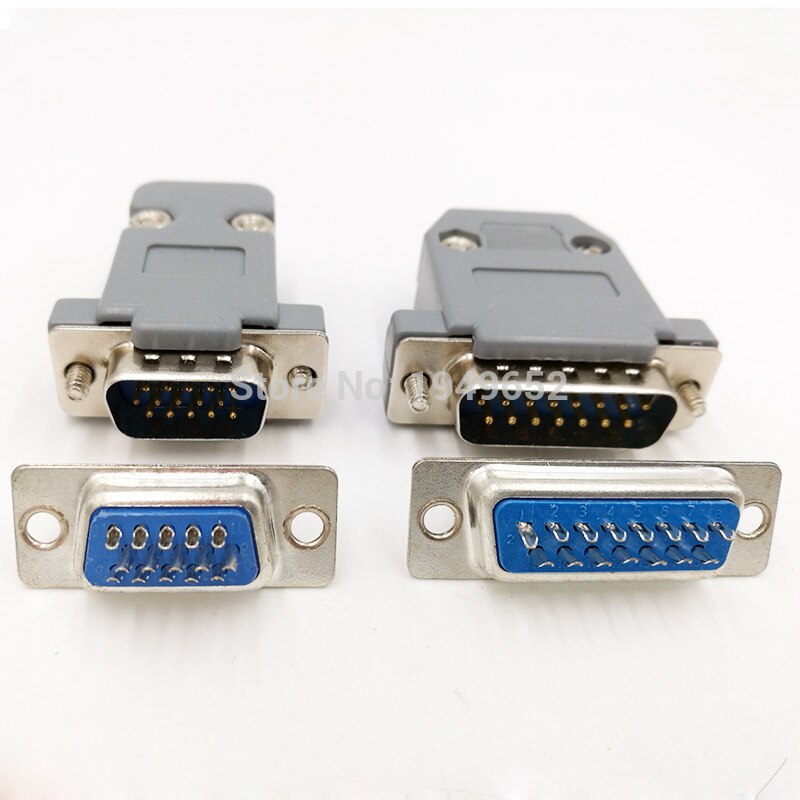 Db15 d type vga stik datastik 2/3 række 15 pin port stik adapter hun han  dp15