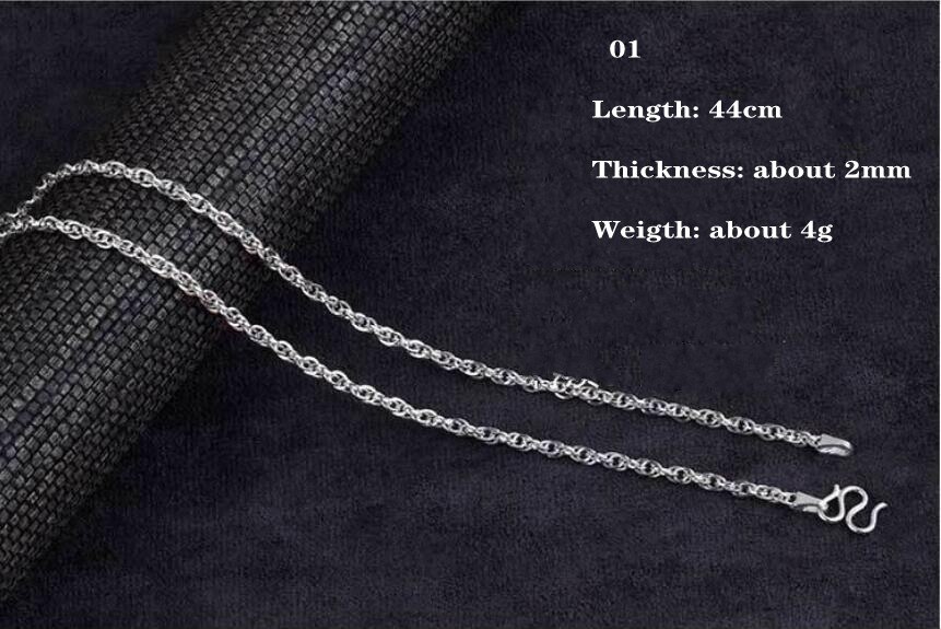 BOCAI Solide-collar de plata esterlina S999 para mujer, joyería sencilla de para mujer, cadena redonda de doble clavícula, artesanía de plata tailandesa para hombre: Blanco