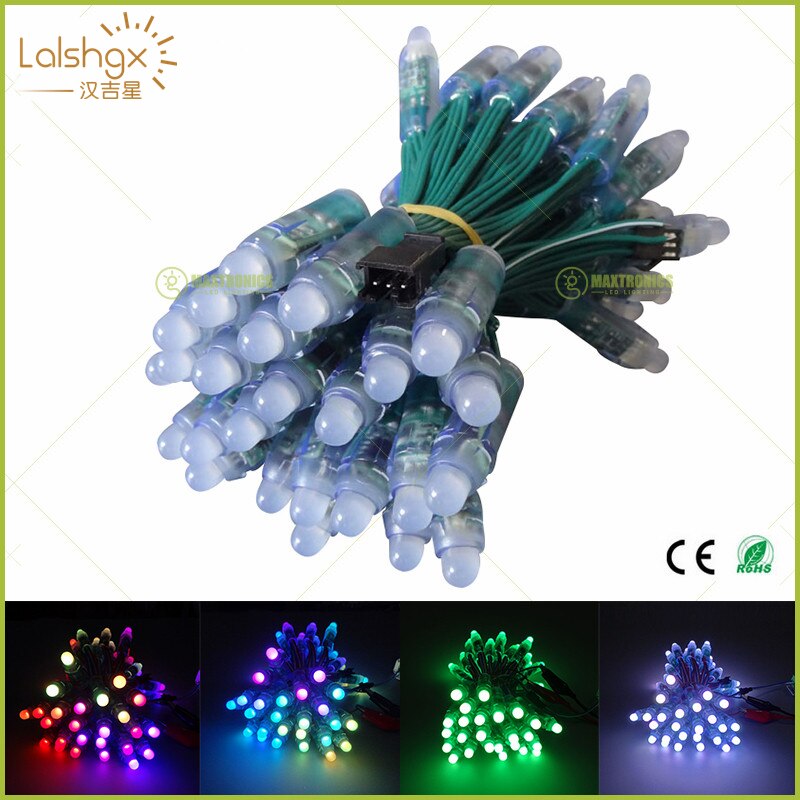 100Pcs WS2811 Ic Rgb Led Module String DC5V DC12V 12Mm Groene Draad Waterdichte IP68 Digitale Full Color Led pixel Licht
