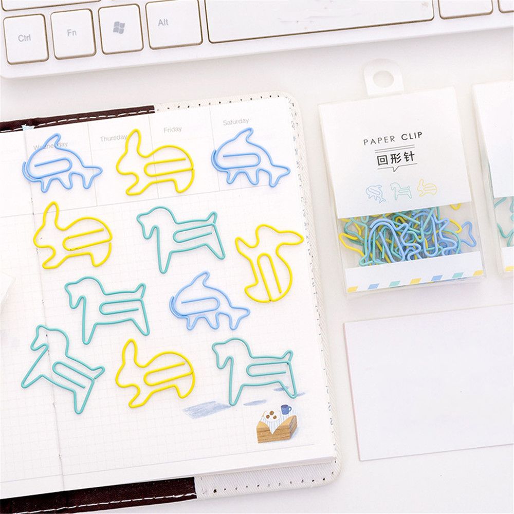 12pcs/lot DIY Toys Cartoon Animals Paper Clips Hollow Out Binder Clips Photos Tickets Notes Letter Clamp Para Escolar Craft Toys