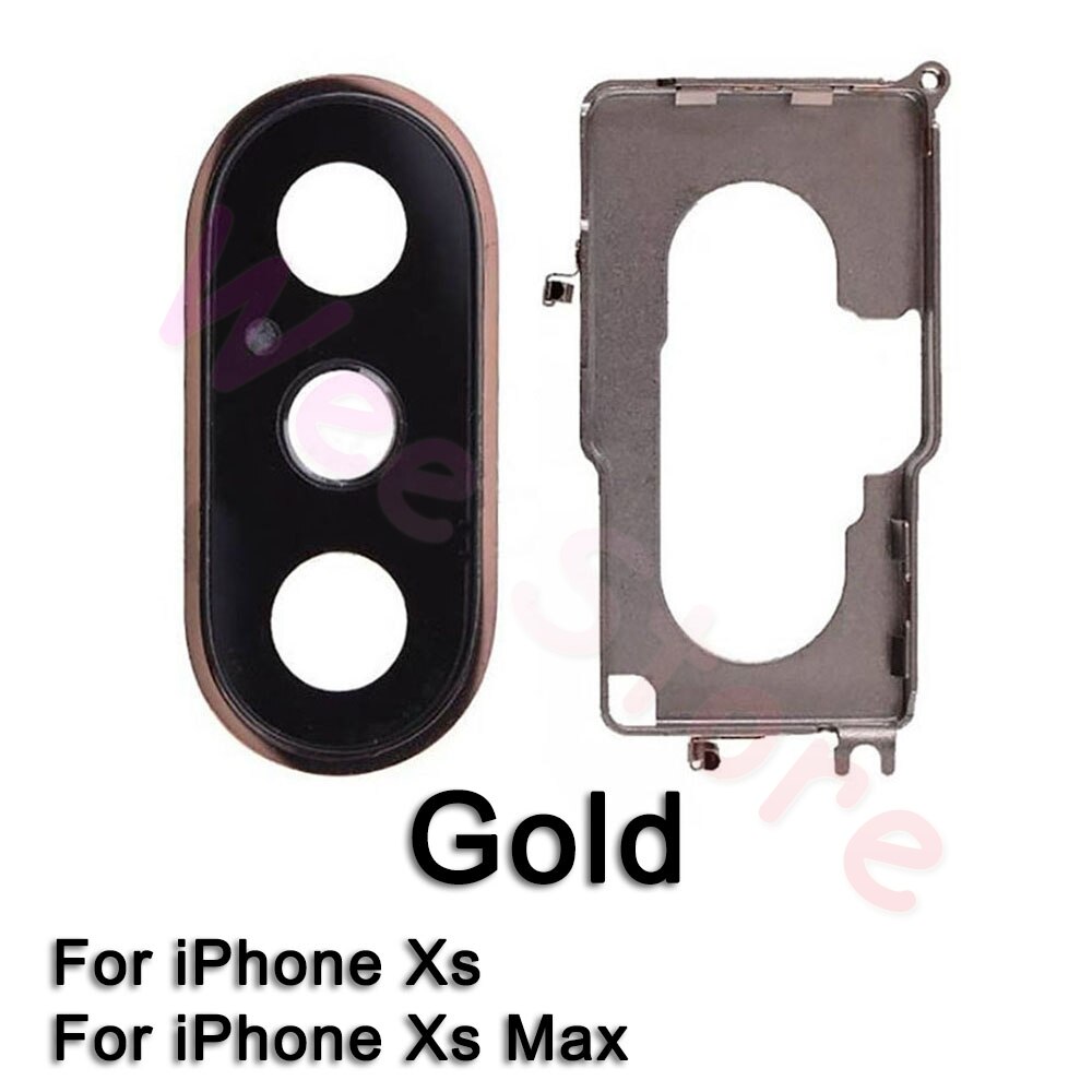 Cristal de safira volta traseira da câmera anel de vidro para o iphone x xs max xr original lente da câmera anel capa substituição: Xs Gold