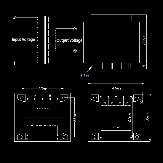 EI41 6W 6VA AC 220V zu AC 9V 12V 18V 24V Mini versiegelt Plug-In PCB Board 4P 7P 9P 2+2 2+5 4+5 Pin Power gekapselter Transformator