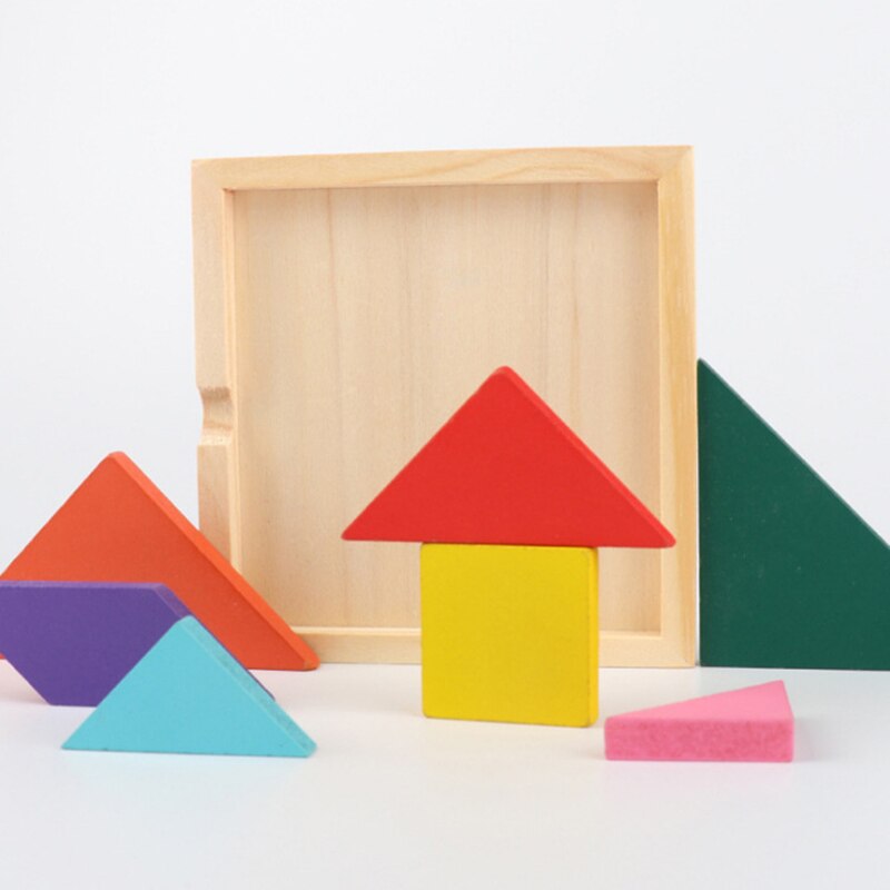 Tre puslespill tangram 3d puslespill leker låve tenker søle puslespill brett farge kjenne å utvikle pedagogiske leker satt til låve