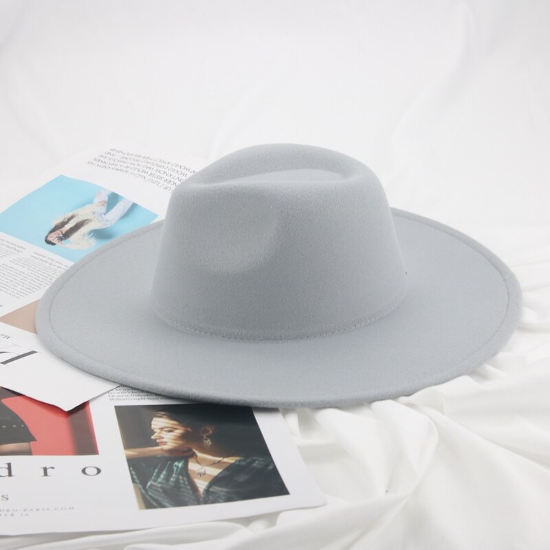 Cappelli da donna Fedora Panama tesa larga 9.5cm grigio cachi Jazz berretti da uomo abito invernale Fedora cappelli da uomo pamacao Y Tocados Para Bodas