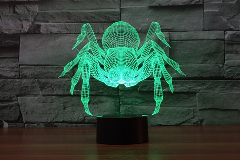 Lampe araignée d'halloween, 3d décorations de fête colorées, veilleuse tactile, scène d'halloween, accessoires réalistes, fournitures de festival, jouets amusants