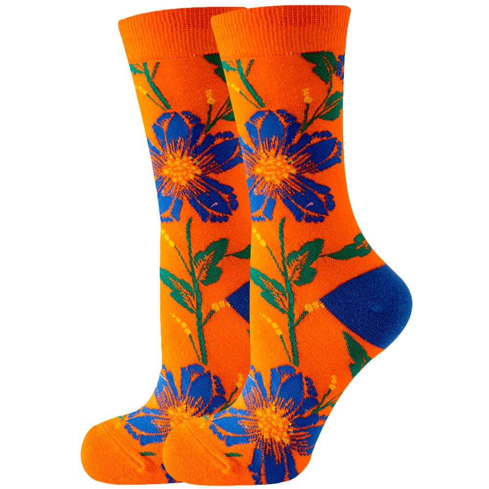 1 par de calcetines de flores para Mujer, fresa, sandía, fruta, Chaussette, Animal, estilo Harajuku, Calcitinas felices de algodón para Mujer