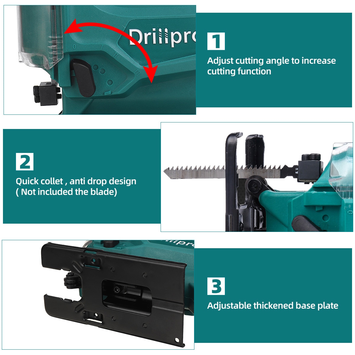 Drillpro 21V 65mm 2900RPM Jig Cordless saw Jig elettrico Saw utensile multifunzione portatile per la lavorazione del legno per batteria Makita 18V