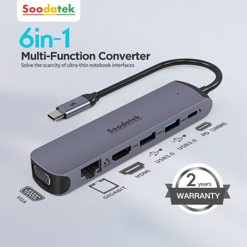 USB-C Hub Naar Hdmi Multi Splitter Adapter PD3.0 High Speed Poorten 2.0 Tf Sd Kaartlezer All In One Voor macbook Pro/Air/Huawei Mate