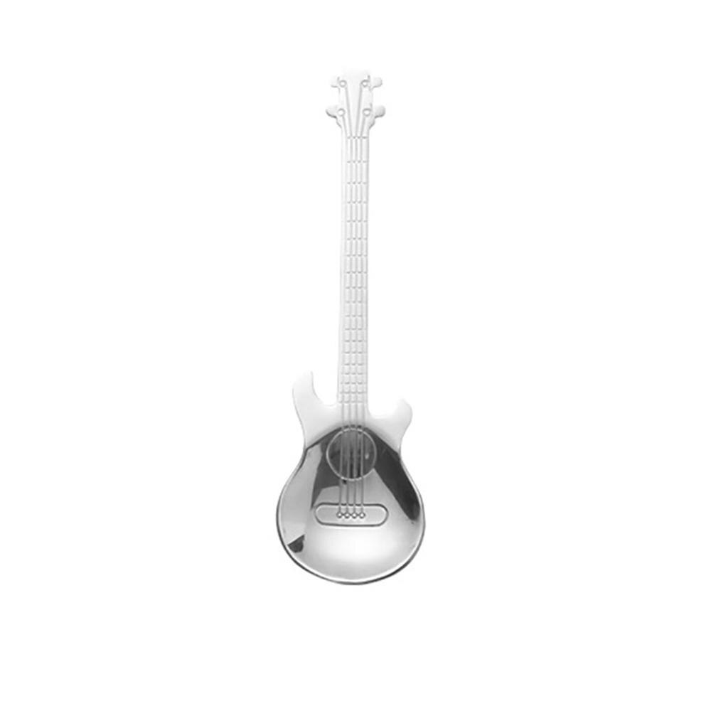 Kaffeske i rustfrit stål guitar ske dessert kage te sæt køkken ske is slik teske tilbehør: E