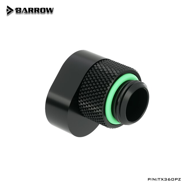 Barrow G1/4" 360° Rotary Offset Adapter Male to Famale 6mm Fitting for Computer Water Cooling System(Mini Pom Fittings): Black POM Material