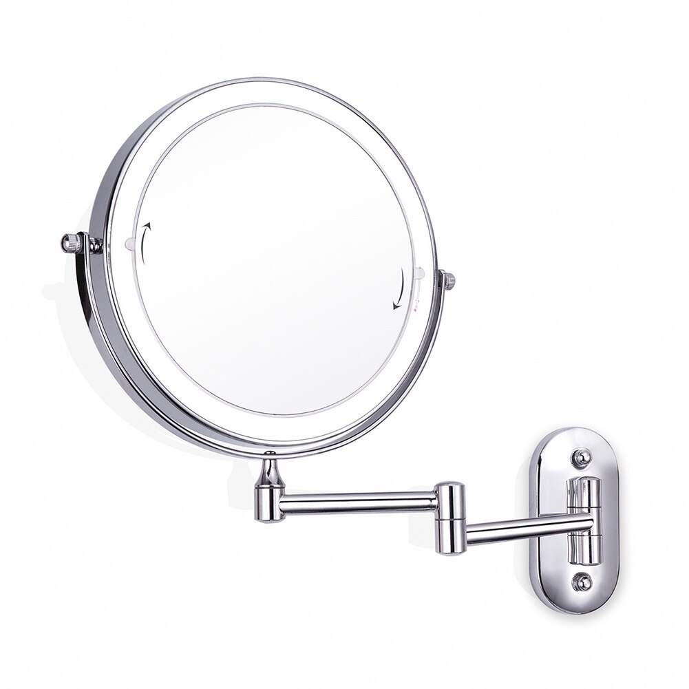 Extendable LED Lighted Two Sided Bathroom Home Decoration 360 Degree Swivel Makeup Mirror Adjustable Arm Wall Mounted Magnifying: 3 Times Charge