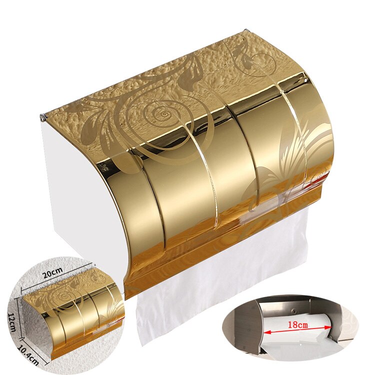 Stahl Zauberstab WC Papier Kasten Porta Carta Igienica Bianco Higienico Wasserdicht Wc WC Papier Halfter Gewebe Wc Papier Halfter: Gold-1
