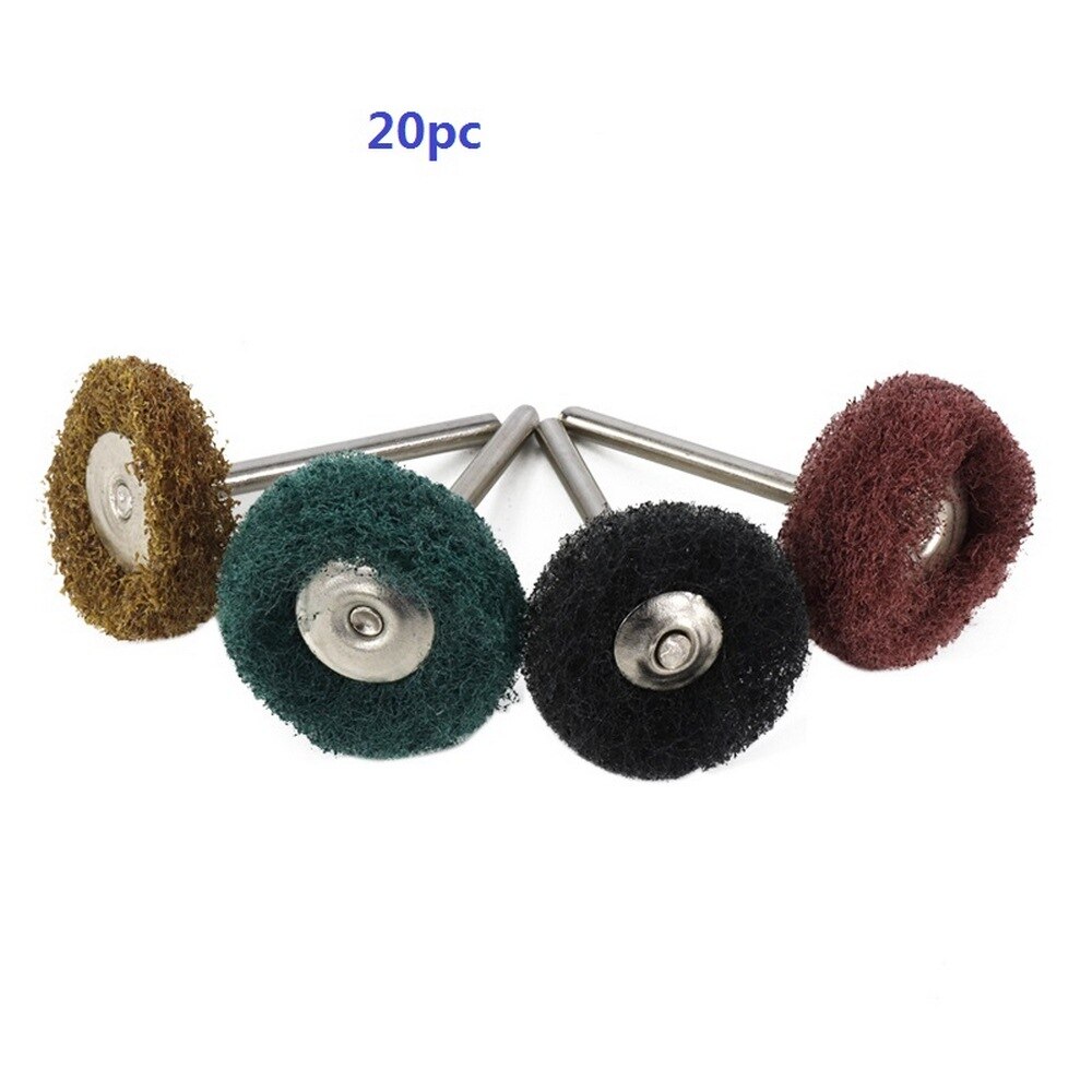 20pz mini Trapano Abrasiva in nylon Spazzola di Lucidatura di lucidatura Ruote 3.2 millimetri Gambo di Metallo Smalto per Accessori Utensile Rotante impostato gioielli: marrone