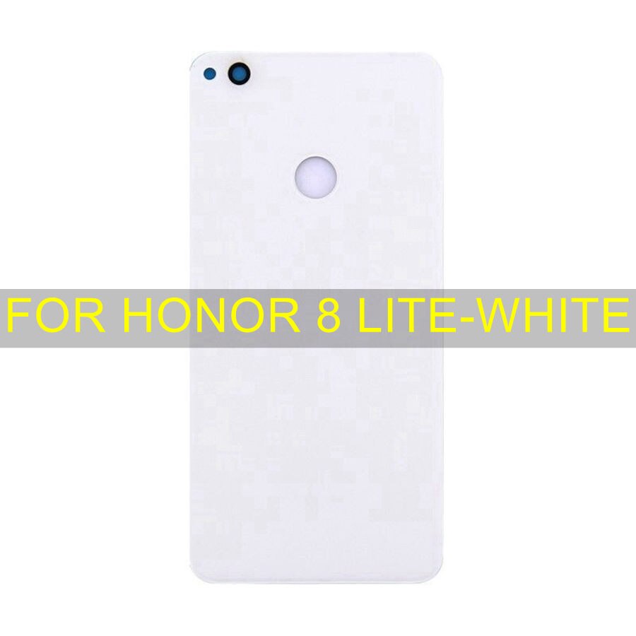 Panel de vidrio trasero para Huawei Honor 8 / Honor 8 Lite, cubierta de batería, carcasa trasera, reemplazo de puerta + pegatina adhesiva, FRD-L09 de PRA-LX1: Honor 8 Lite-White