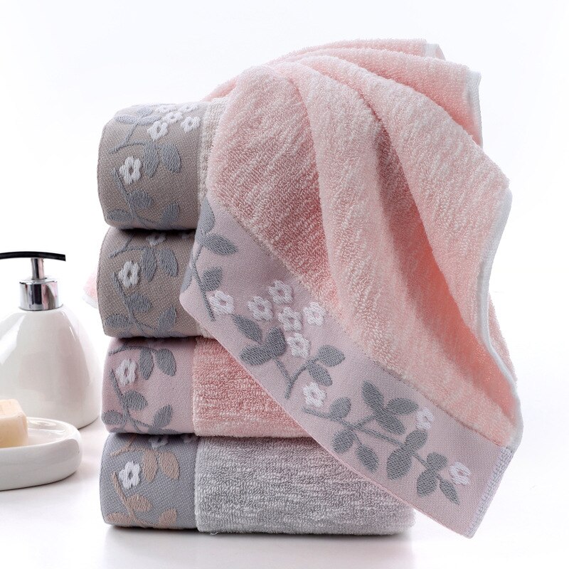 T248A Goede Water Absorberende Bruid Grown Roze Grijs Bloemen Patroon Sneldrogende Dikke Gezicht Handdoek