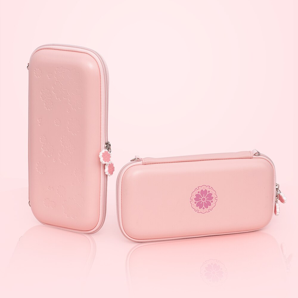 Sød lyserød sakura opbevaringstaske cover til nintendo switch / switch lite bærbar rejsetaske switch spil tilbehør