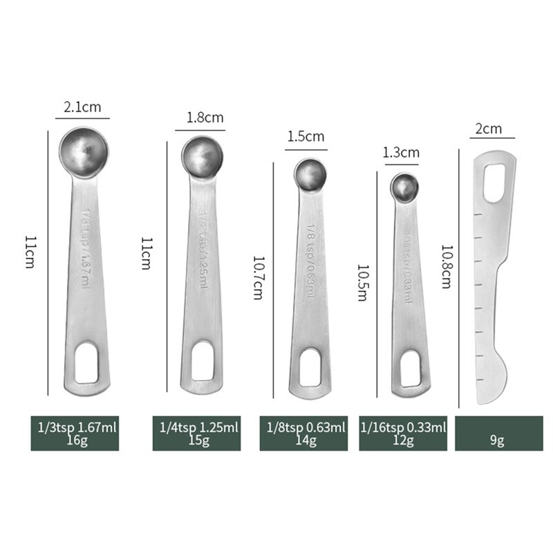 Stainless Steel Measuring Spoon Set 9 Measuring Spoons 1 Level And 1 Ring 11 Pcs Each