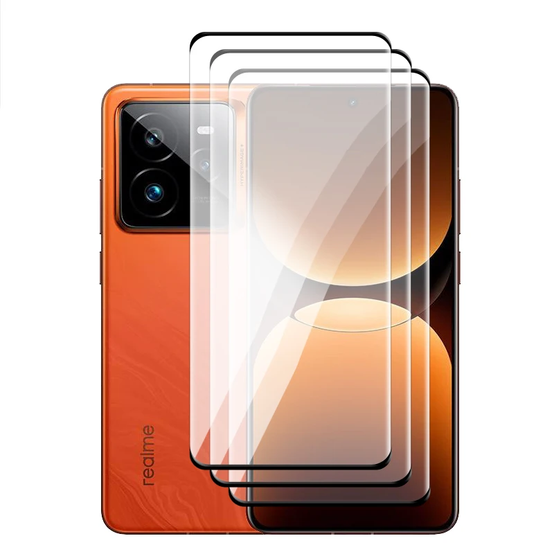 Vidrio templado 6 en 1 para Realme GT 7 Pro, película de lente, Protector de pantalla de cubierta completa curvada 3D para Realme GT7 Pro, película templada: Verde oscuro / Paquete 20