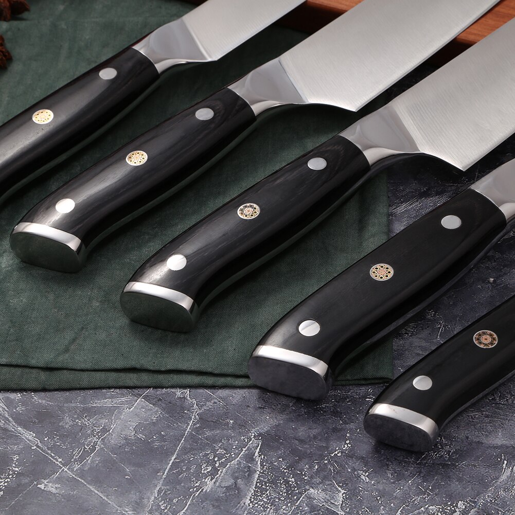 Japanske køkkenknive skarpe kokkeknive sæt tyskland 1.4116 højkulstofstål santoku frugtudbening kogekniv håndlavet