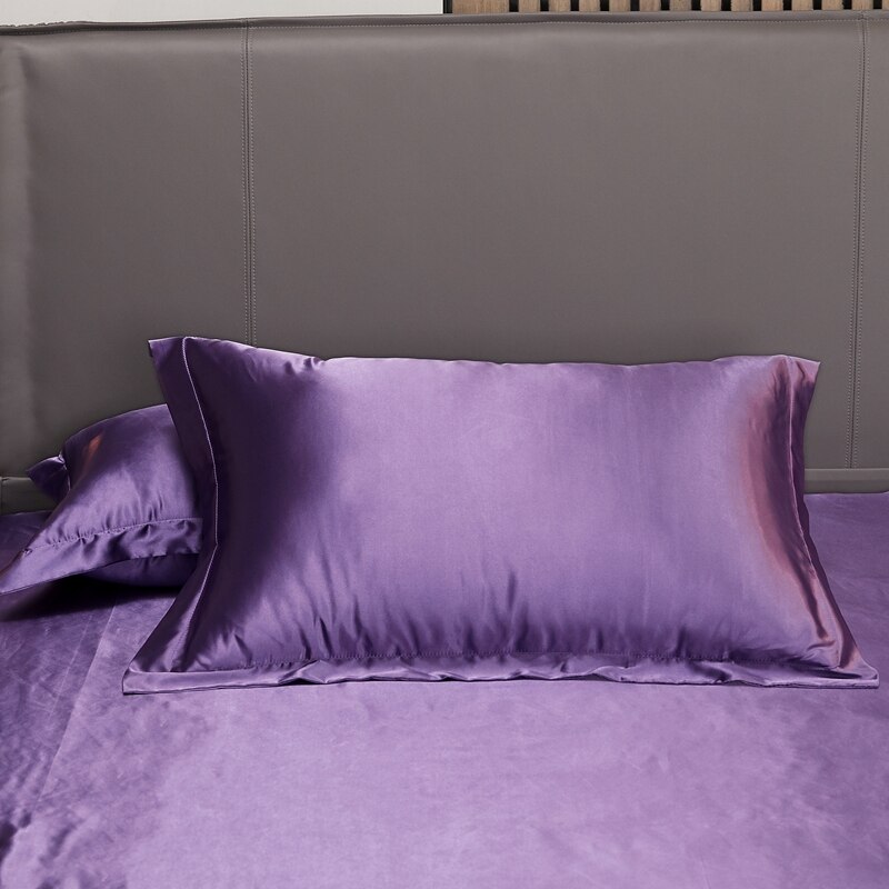 1Pc Emulatie Zijde Satijn Kussensloop Kussensloop Zijden Kussensloop 48X74Cm Diverse Kleuren Te Kiezen Standaard/Queen: purple