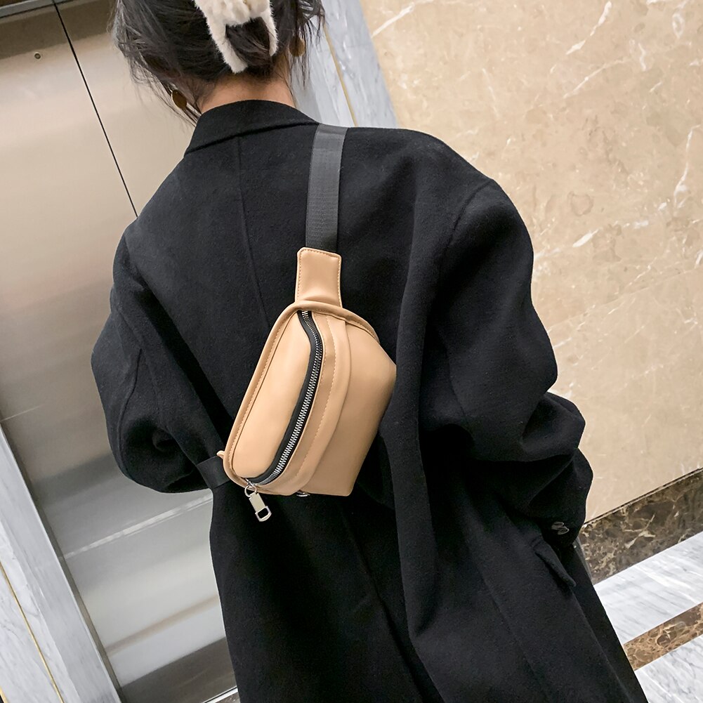 Borsa a tracolla in tinta unita moda donna PU cerniera in pelle marsupio borsa a tracolla borsa da viaggio giornaliera da donna 2021